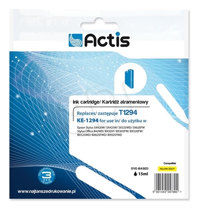 Attēls no Actis KE-1294 ink (replacement for Epson T1294; Standard; 15 ml; yellow)