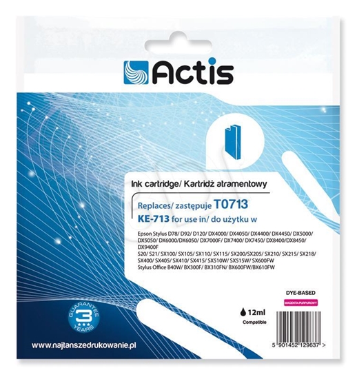 Picture of Actis KE-713 Ink (replacement for Epson T0713, T0893, T1003; Standard; 13,5 ml; magenta)