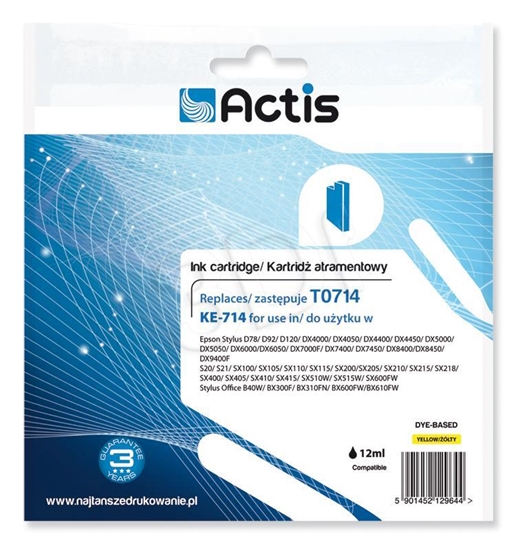 Picture of Actis KE-714 ink (replacement for Epson T0714/T0894/T1004; Standard; 13.5 ml; yellow)