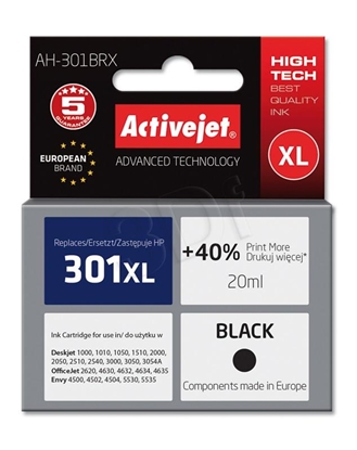 Picture of Actis KH-301BKR ink (replacement for HP 301XL CH563EE; Standard; 20 ml; black)