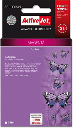Picture of Activejet AB-1000MN Ink (replacement for Brother LC1000M/970M; Supreme; 35 ml; magenta). Prints 550% more.