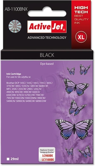 Picture of Activejet AB-1100BNX ink (replacement for Brother LC1100/LC980Bk; Supreme; 29 ml; black)