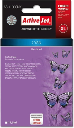 Picture of Activejet AB-1100CNX ink (replacement for Brother LC1100/LC980C; Supreme; 19.5 ml; cyan)
