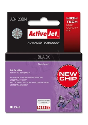Изображение Activejet AB-123BN ink (replacement for Brother LC123Bk/LC121Bk; Supreme; 15 ml; black)