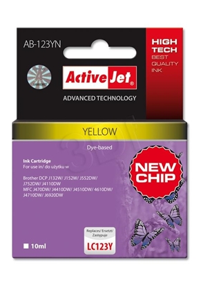 Изображение Activejet AB-123YN Ink cartridge (replacement for Brother LC123Y/121Y; Supreme; 10 ml; yellow)