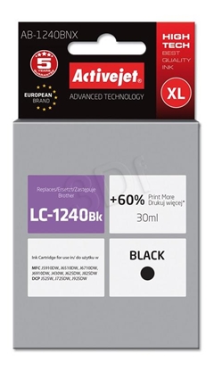 Attēls no Activejet AB-1240BNX ink (replacement for Brother LC1220Bk/LC1240Bk; Supreme; 30 ml; black)