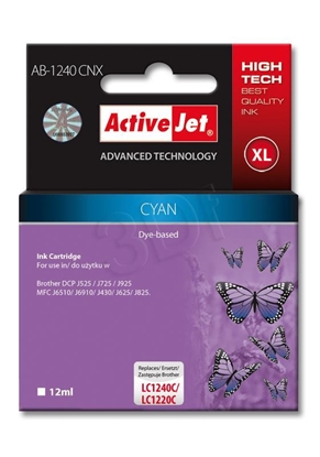 Picture of Activejet AB-1240CNX ink (replacement for Brother LC1220Bk/LC1240Bk; Supreme; 12 ml; cyan)