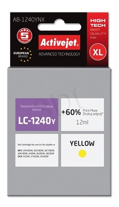 Attēls no Activejet AB-1240YNX ink (replacement for Brother LC1220Bk/LC1240Bk; Supreme; 12 ml; yellow)