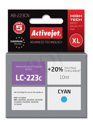 Изображение Activejet AB-223CN ink (replacement for Brother LC223C; Supreme; 10 ml; cyan)