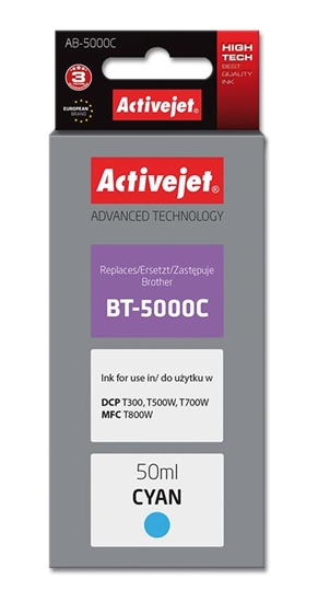 Picture of Activejet AB-5000C Ink Bottle (Replacement for Brother BT-5000C; Supreme; 50 ml; cyan)