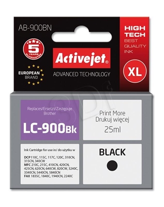 Изображение Activejet AB-900BN Ink (replacement for Brother LC900Bk; Supreme; 25 ml; black)