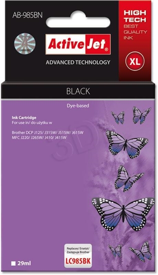 Изображение Activejet AB-985BN ink (replacement for Brother LC985Bk; Supreme; 29 ml; black)