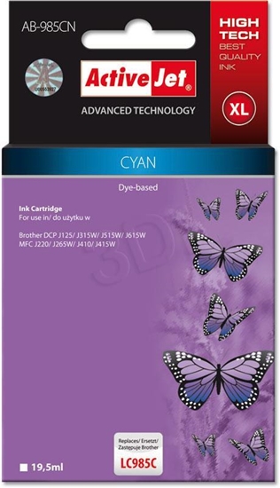 Picture of Activejet AB-985CN ink (replacement for Brother LC985C; Supreme; 19.5 ml; cyan)