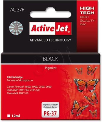 Изображение Activejet AC-37R Ink cartridge (replacement for Canon PG-37; Premium; 12 ml; black)