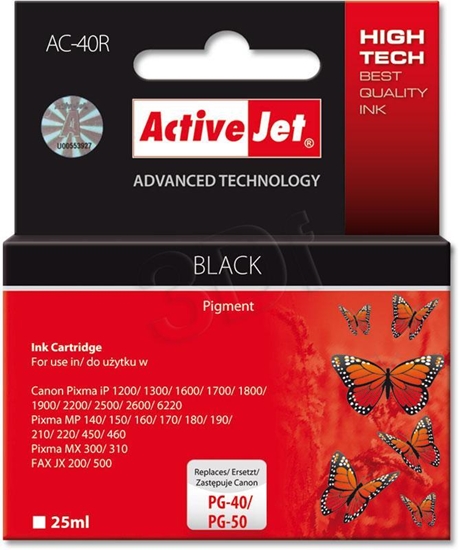 Picture of Activejet AC-40R Ink cartridge (replacement for Canon PG-40; Premium; 25 ml; black)