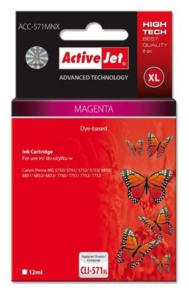 Attēls no Activejet ACC-571MNX Ink (replacement for Canon CLI-571XLM; Supreme; 12 ml; magenta)