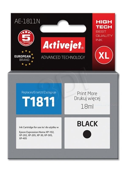 Picture of Activejet AE-1811N Ink Cartridge (Replacement for Epson 18XL T1811; Supreme; 18 ml; black)
