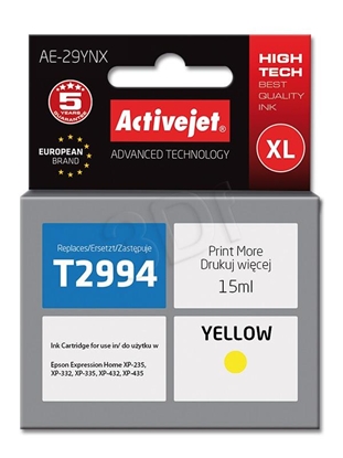 Attēls no Activejet AE-29YNX Ink (replacement for Epson 29XL T2994; Supreme; 15 ml; yellow)