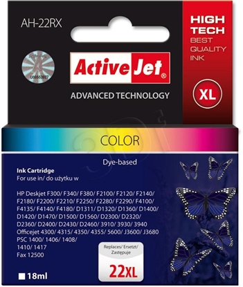 Attēls no Activejet AH-22RX Ink (replacement for HP 22XL C9352A; Premium; 18 ml; color)