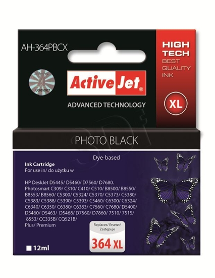 Picture of Activejet AH-364PBCX Ink (replacement for HP 364XL CB322EE; Premium; 12 ml; black, photo)
