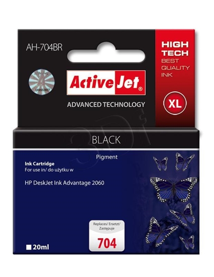 Изображение Activejet AH-704BR Ink Cartridge (replacement for HP 704 CN692AE; Premium; 20 ml; black)