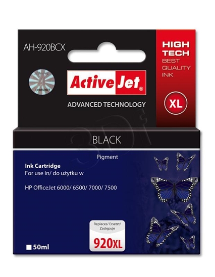 Picture of Activejet AH-920BCX Ink (replacement for HP 920XL CD975AE; Premium; 50 ml; black)