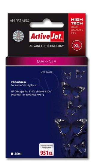 Picture of Activejet AH-951MRX Ink Cartridge (replacement for HP 951XL CN047AE; Premium; 25 ml; magenta)