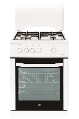 Picture of Beko FSG52020FW cooker Freestanding cooker Gas Black, White