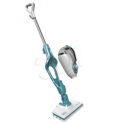 Изображение Black & Decker 9IN1 Steam-mop Upright steam cleaner 0.5 L Turquoise,White 1300 W