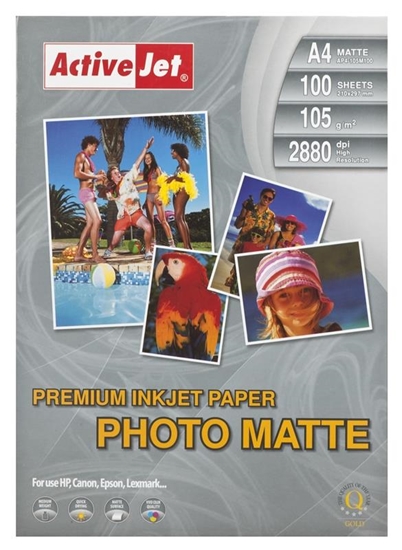 Изображение Activejet AP4-125M100 matte photo paper for ink printers; A4; 100 pcs