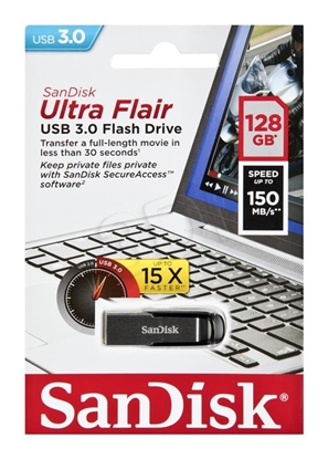 Picture of SanDisk ULTRA FLAIR USB flash drive 128 GB USB Type-A 3.2 Gen 1 (3.1 Gen 1) Black, Silver