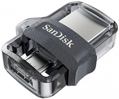 Attēls no SanDisk Ultra Dual m3.0 USB flash drive 128 GB USB Type-A / Micro-USB 3.2 Gen 1 (3.1 Gen 1) Black, Silver, Transparent