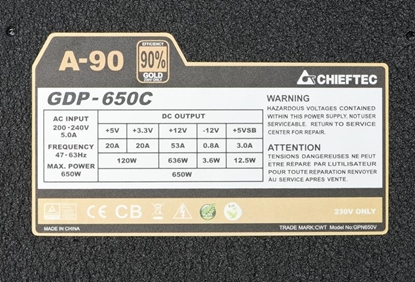 Attēls no Chieftec GDP-650C power supply unit 650 W PS/2 Black