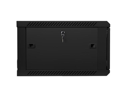 Picture of Lanberg wall-mounted installation rack cabinet 19'' 6U 600x600mm black (glass door)