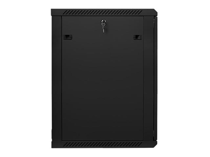Attēls no Lanberg wall-mounted installation rack cabinet 19'' 18U 600x600mm black (glass door)