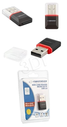 Attēls no Esperanza EA134K card reader Black,Silver,Transparent USB 2.0