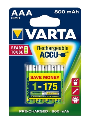 Picture of VARTA HR03 AAA Recharge Accu Power 800 mAh 56703 Rechargeable batteries 4 pc(s) Green
