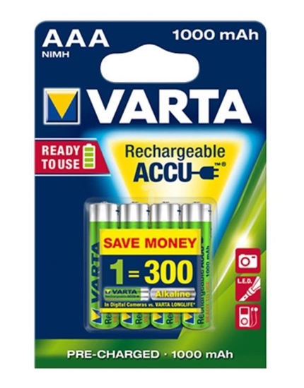 Picture of VARTA HR03 AAA Recharge Accu Power 1000 mAh 05703 Rechargeable batteries 4 pc(s) Green, Yellow