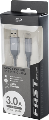 Изображение Silicon Power cable USB-C 1m braided, grey (LK30AC)