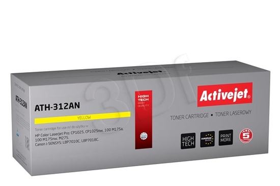 Picture of Activejet ATH-312AN Toner (replacement for Canon, HP 126A CRG-729Y, CE312A; Premium; 1000 pages; yellow)