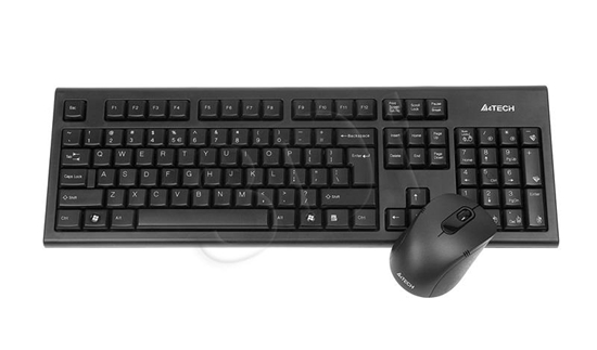 Picture of A4Tech 7100N desktop keyboard Mouse included RF Wireless QWERTY English Black