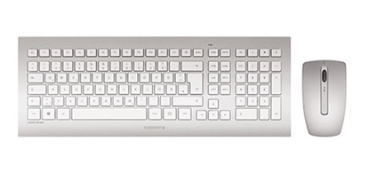 Picture of CHERRY DW 8000 keyboard Mouse included RF Wireless QWERTZ German Silver, White