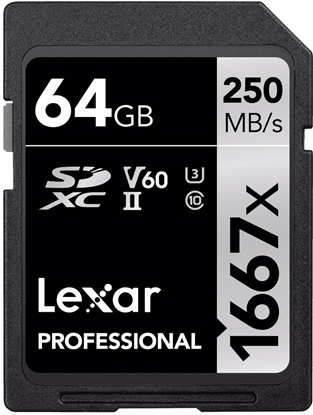 Attēls no Lexar memory card SDXC 64GB Professional 1667x U3 V60 250MB/s