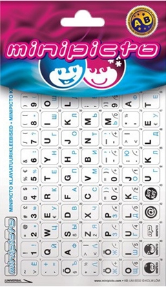Picture of Minipicto keyboard sticker EST/RUS KB-UNI-EE02-WHT-BLUE, white/black/blue