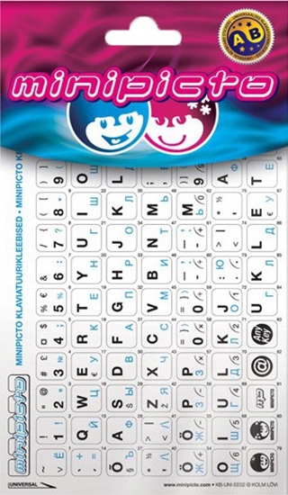 Picture of Minipicto keyboard sticker EST/RUS KB-UNI-EE02-WHT-BLUE, white/black/blue