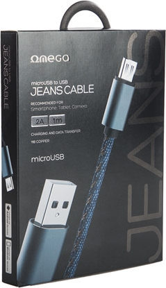 Attēls no Omega cable microUSB Jeans 1m, blue (44200)