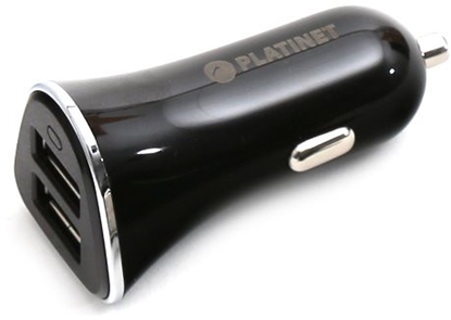 Picture of Platinet car charger + cable 2xUSB 3400mA, black (43719)