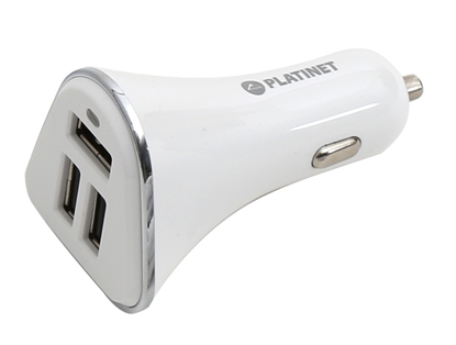Picture of Platinet car charger + cable 3xUSB 5200mA, white (43722)