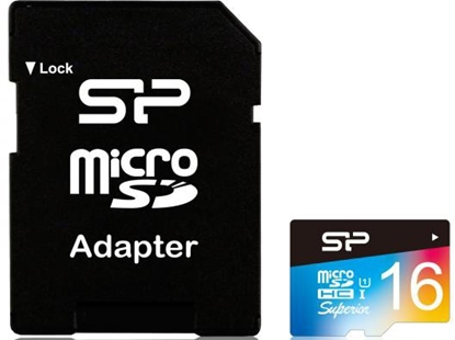 Attēls no Silicon Power memory card microSDHC 16GB Superior UHS-I U1 + adapter