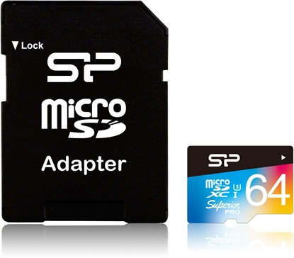 Attēls no Silicon Power memory card microSDXC 64GB Superior Pro Color U3 + adapter
